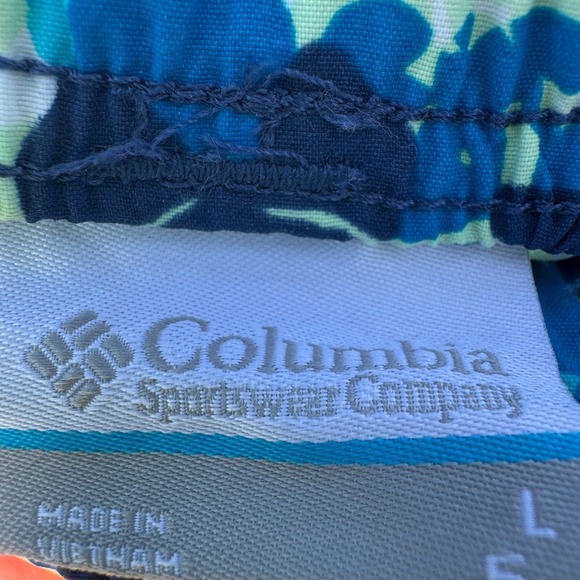 Columbia PFG Men's Swim Trunks Size L Floral Print Blue Green Quick Dry - Picture 3 of 3